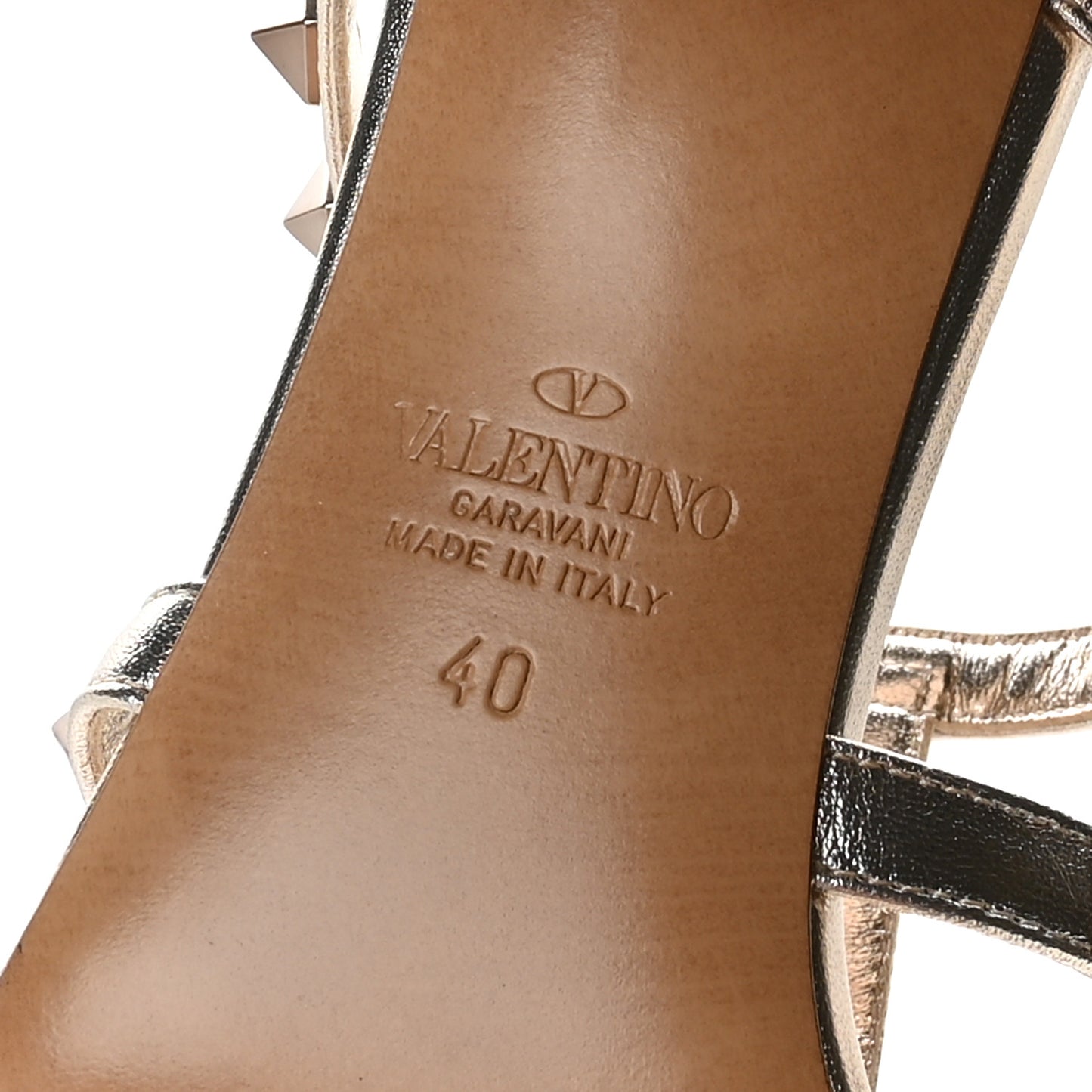 Metallic Nappa Rockstud 60mm Caged Slide Sandals 40 Skin