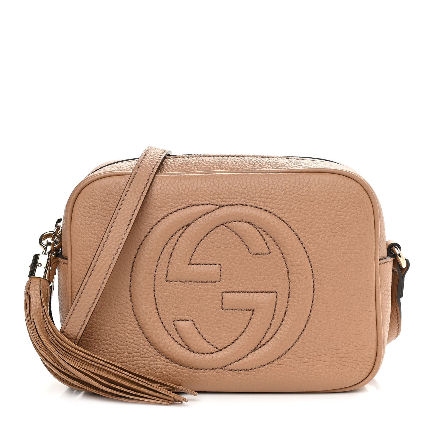 Pebbled Calfskin Small Soho Disco Bag Camelia