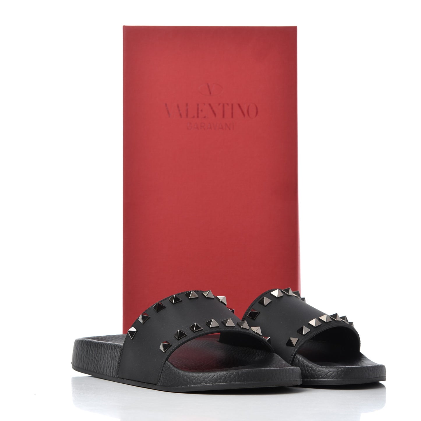 Rubber Rockstud Slide Sandals 36 Black