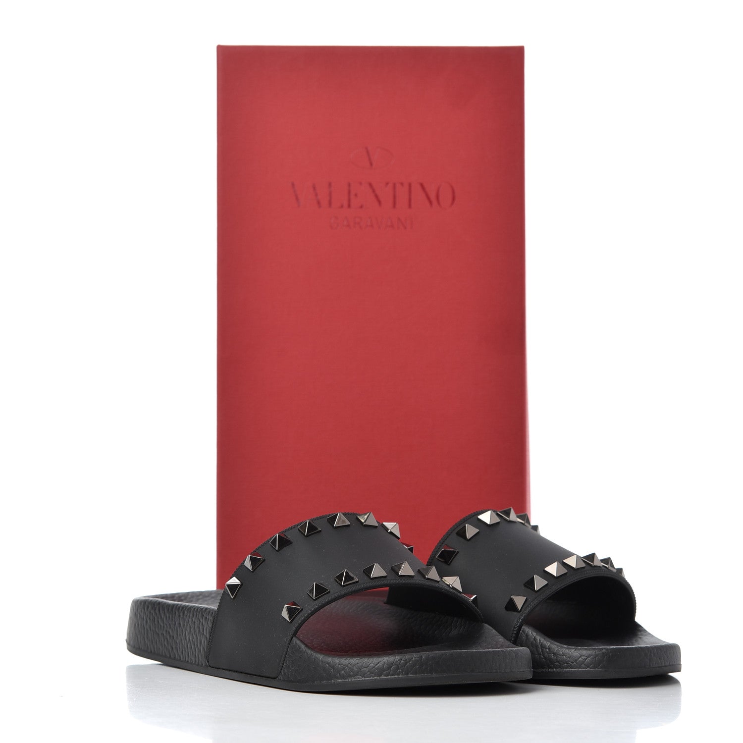 Valentino Garavani Rubber Rockstud Slide Sandals 36 Black 10 of 10