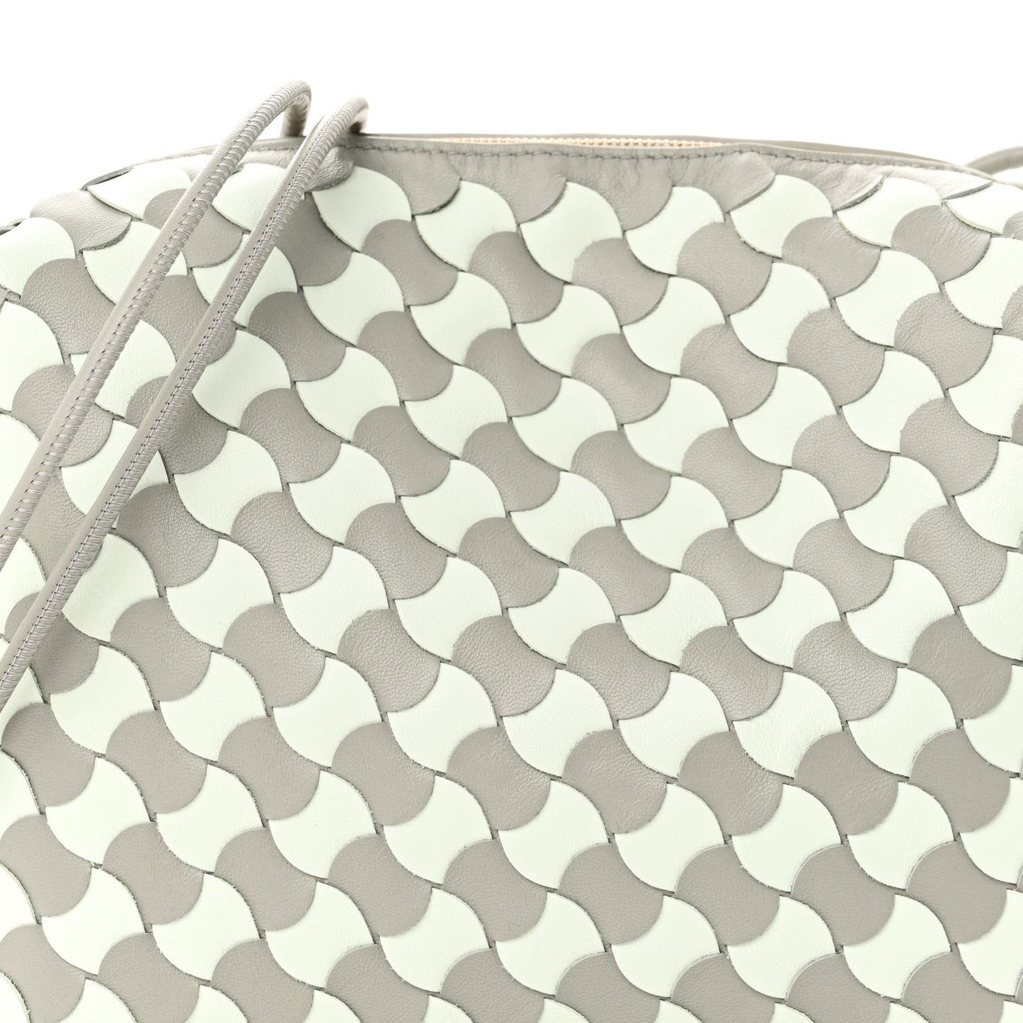 Nappa Wavy Bicolor Intrecciato Small Loop Camera Bag Agate Grey Glacier