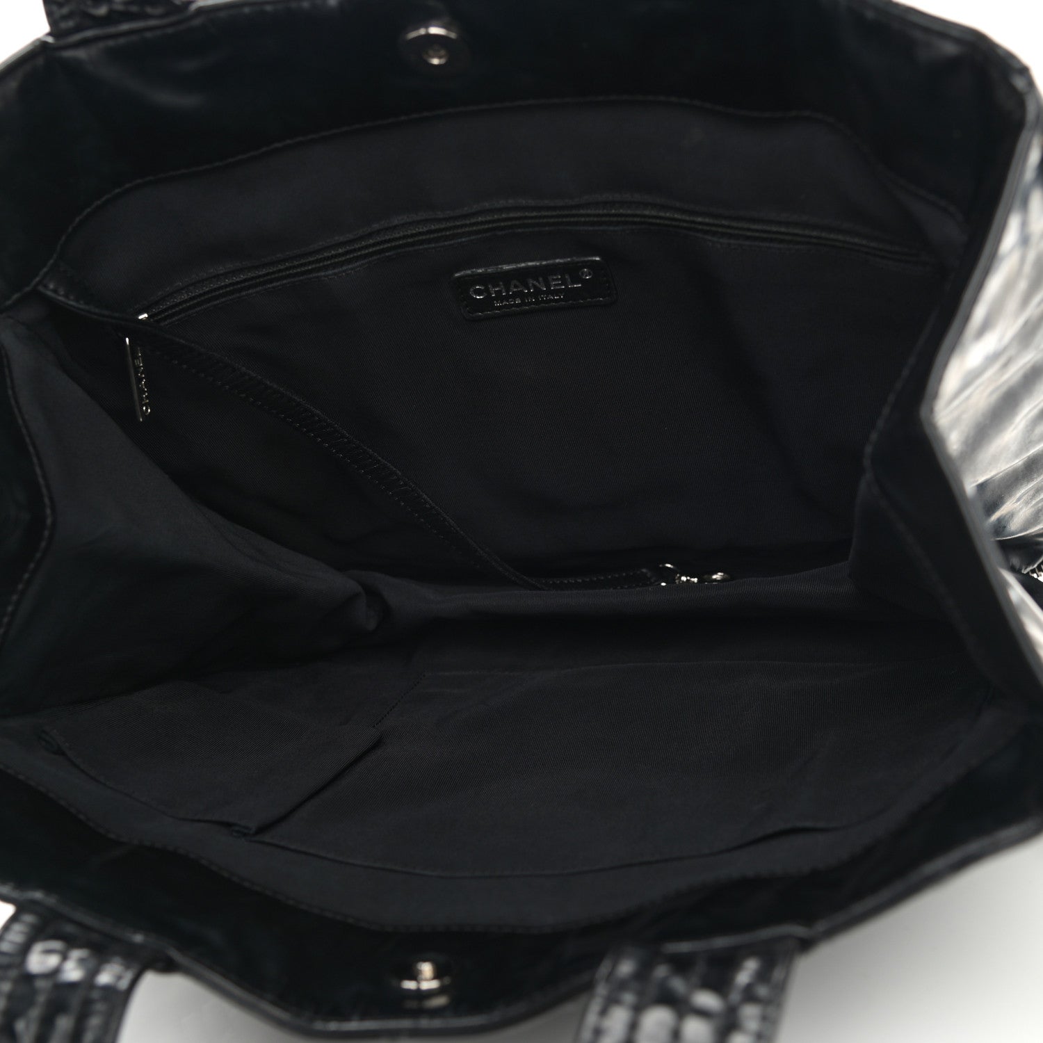 Chanel Vinyl Quilted CC Small Expandable Tote Black 4 of 14