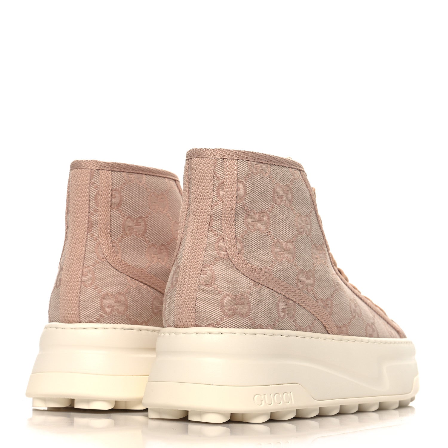 Gucci New Canvas GG Monogram Womens Tennis 1977 High Top 55mm Platform Sneakers 38 Skin Rose Dark Skin Rose 5 of 8