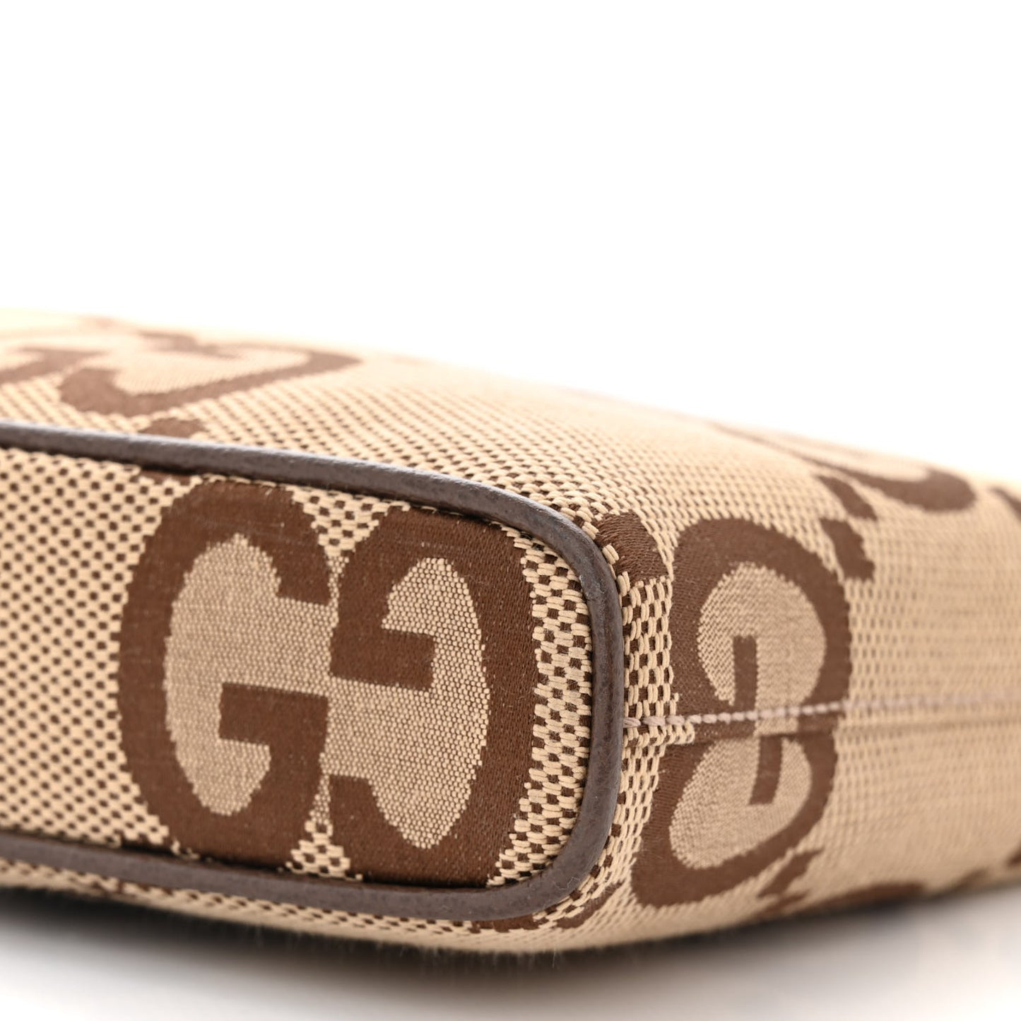 Monogram Jumbo GG Textured Dollar Calfskin Web Wristlet Messenger Bag Camel Ebony New Acero