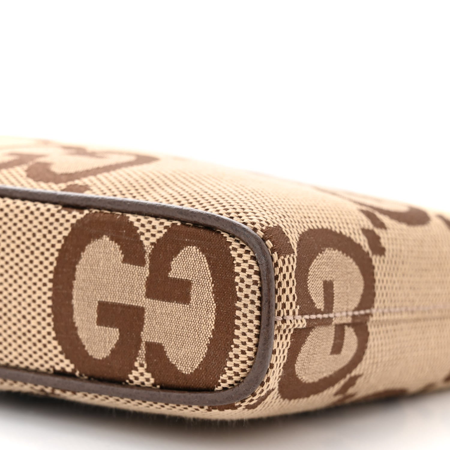 Gucci Monogram Jumbo GG Textured Dollar Calfskin Web Wristlet Messenger Bag Camel Ebony New Acero 10 of 10