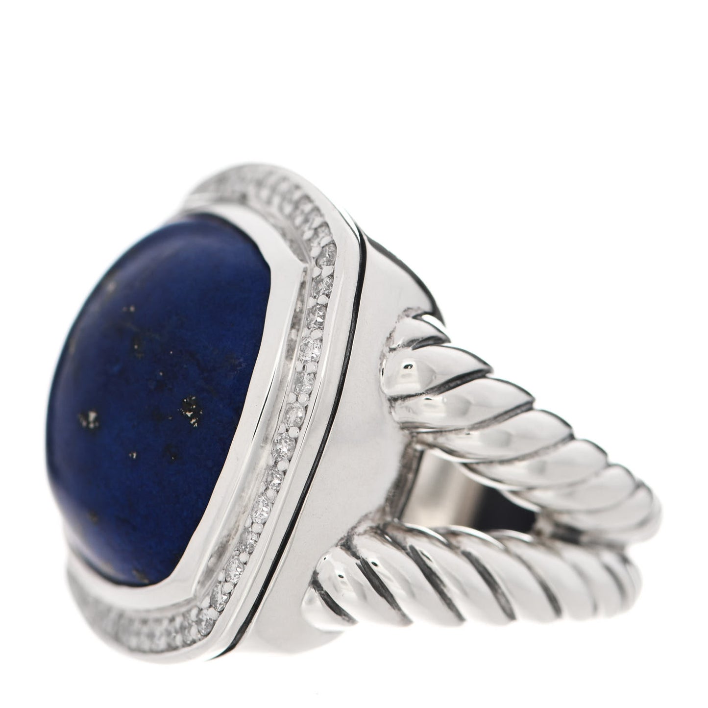 Sterling Silver Diamond Lapis Lazuli 17mm Albion Ring 50 5.5