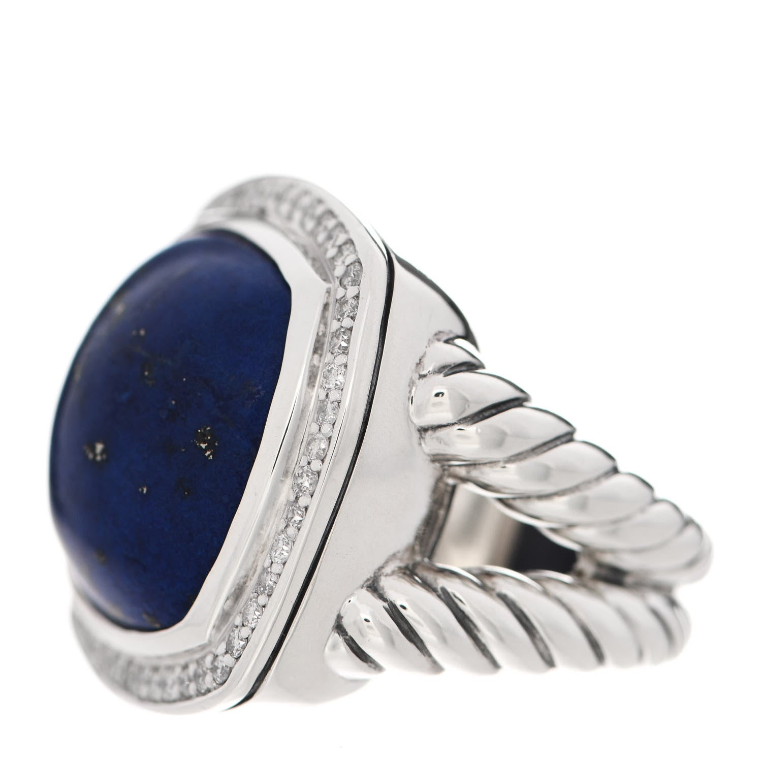 David Yurman Sterling Silver Diamond Lapis Lazuli 17mm Albion Ring 50 5.5 3 of 5