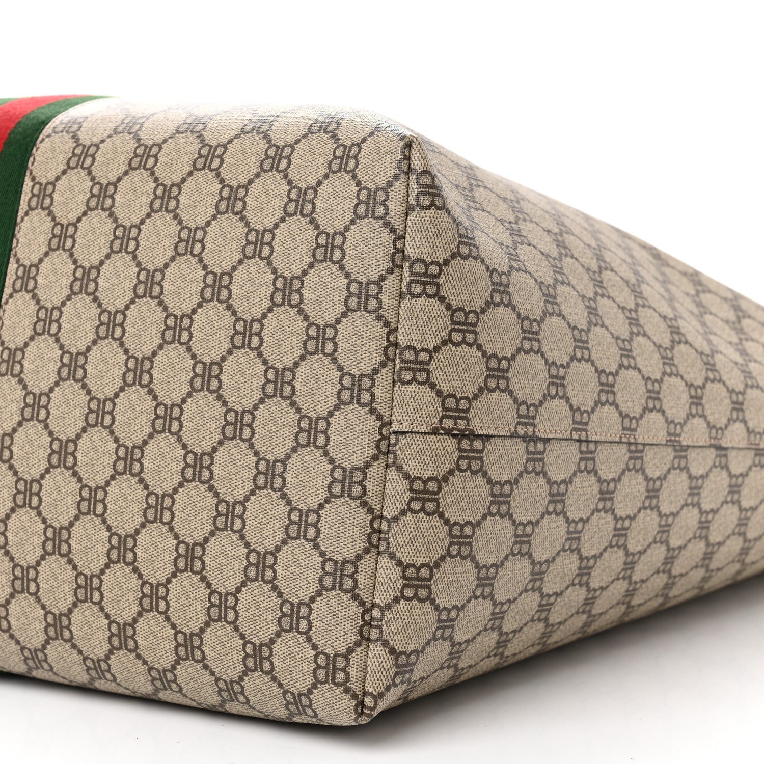 Gucci X BALENCIAGA BB Supreme Monogram Web Large Ophidia Shopping Tote Beige New Acero 10 of 11