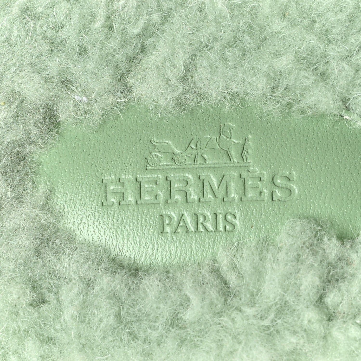 Hermes Woolskin Oran Sandals 37.5 Vert D’Eau 6 of 8