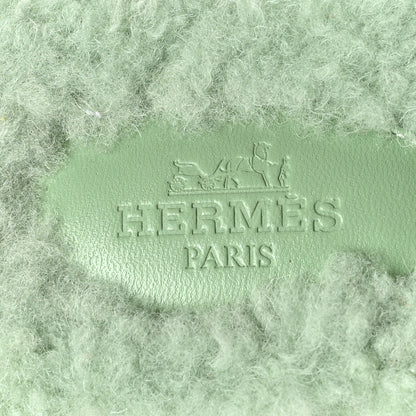 Hermes Woolskin Oran Sandals 37.5 Vert D’Eau 6 of 8