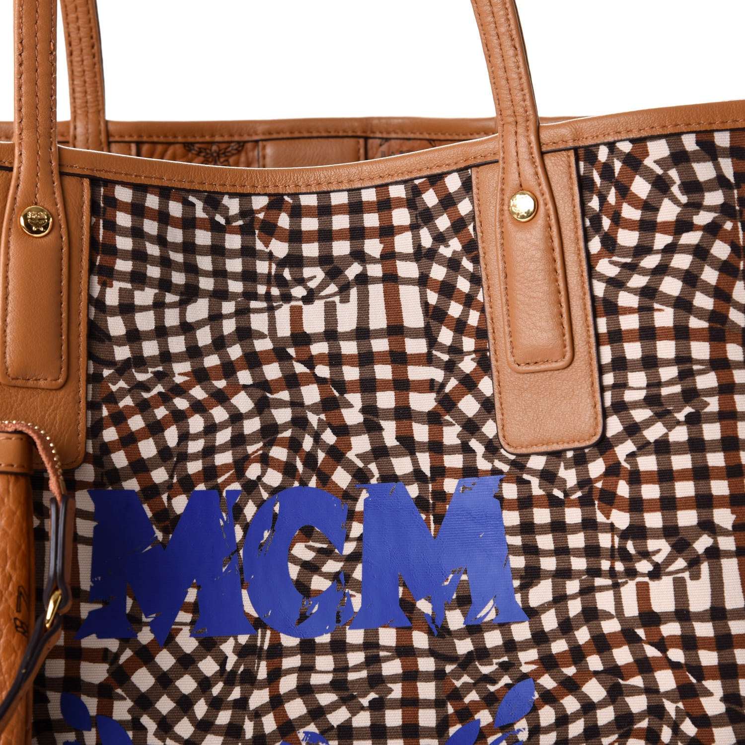 MCM Visetos Medium Liz Reversible Shopper Tote Cognac 12 of 14