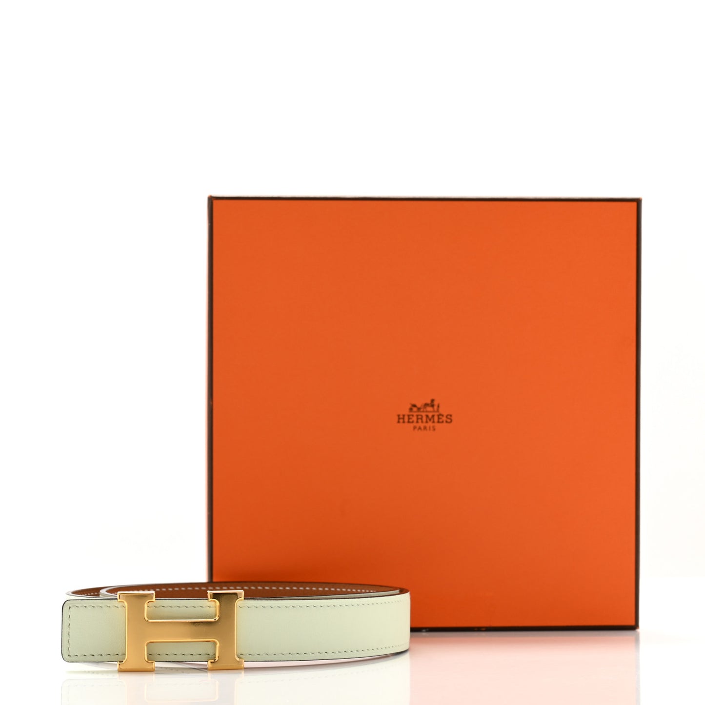 Epsom Swift 24mm Mini H Belt 75 30 Gold Vert Fizz