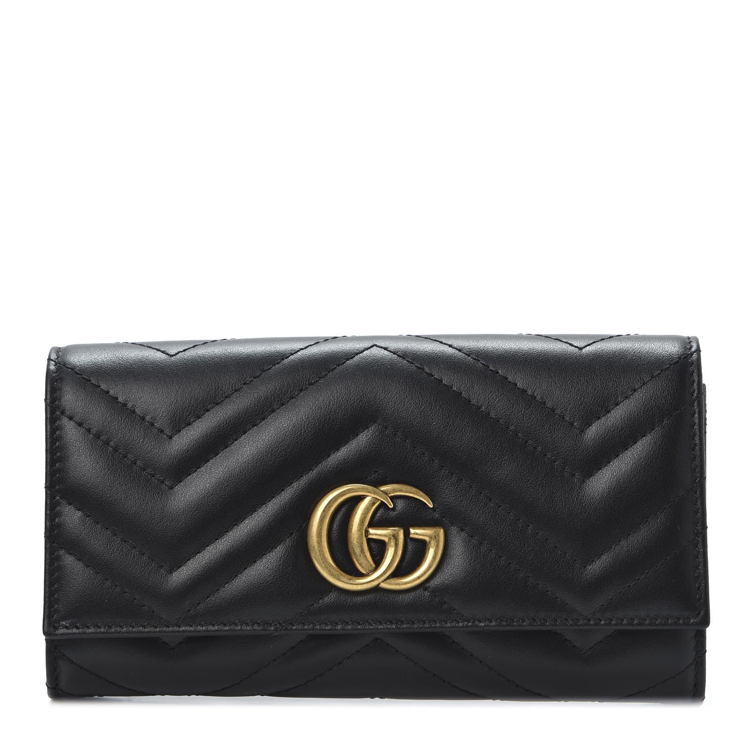 Gucci Calfskin Matelasse GG Marmont Continental Wallet Black 1 of 9