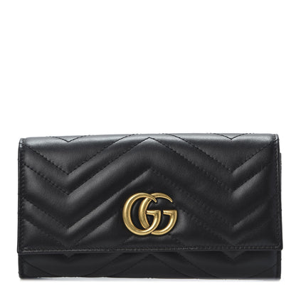 Gucci Calfskin Matelasse GG Marmont Continental Wallet Black 1 of 9