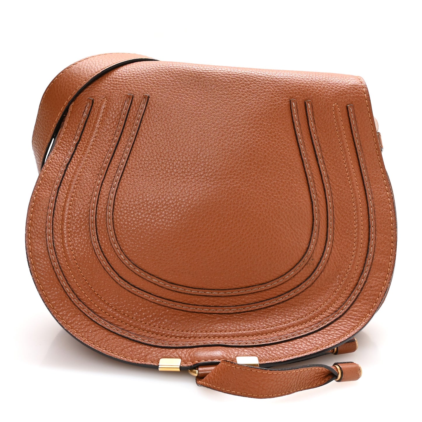 Calfskin Medium Marcie Round Crossbody Bag Tan