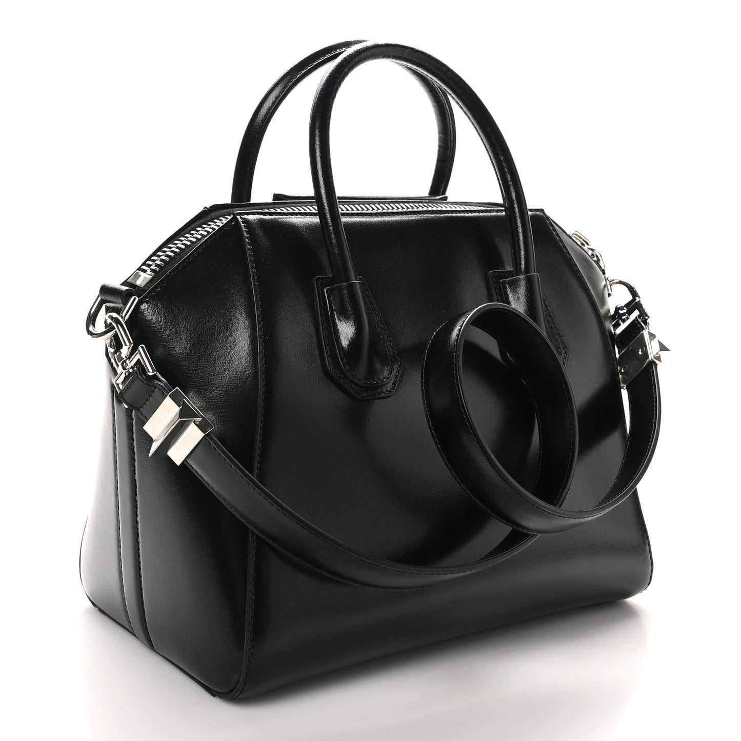 Shiny Lord Calfskin Small Antigona Black