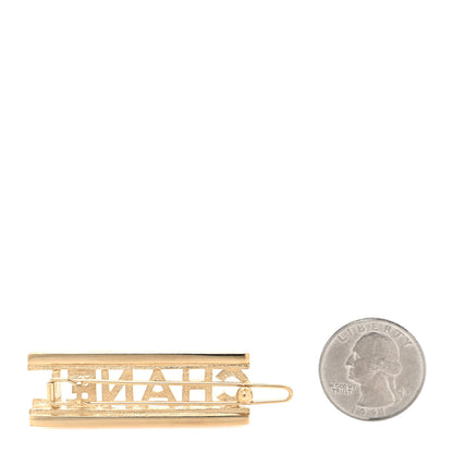 Chanel Crystal CC Logo Hair Clip Barrette Gold 2 of 4