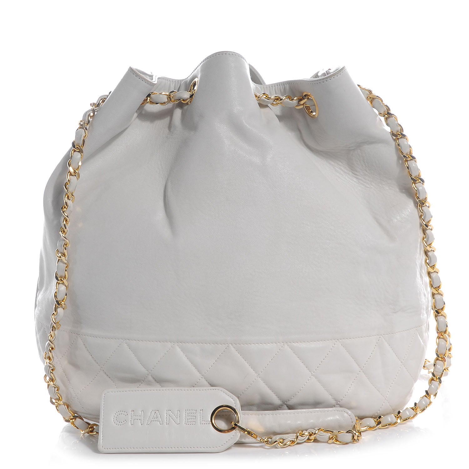 Chanel Lambskin Drawstring Shoulder Bag White 1 of 9