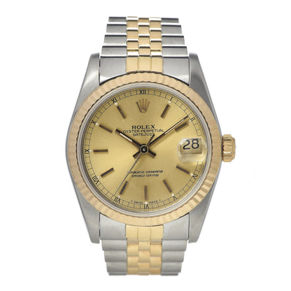 Rolex Stainless Steel 18K Yellow Gold 31mm Oyster Perpetual Datejust Watch Champagne 68273 1 of 7