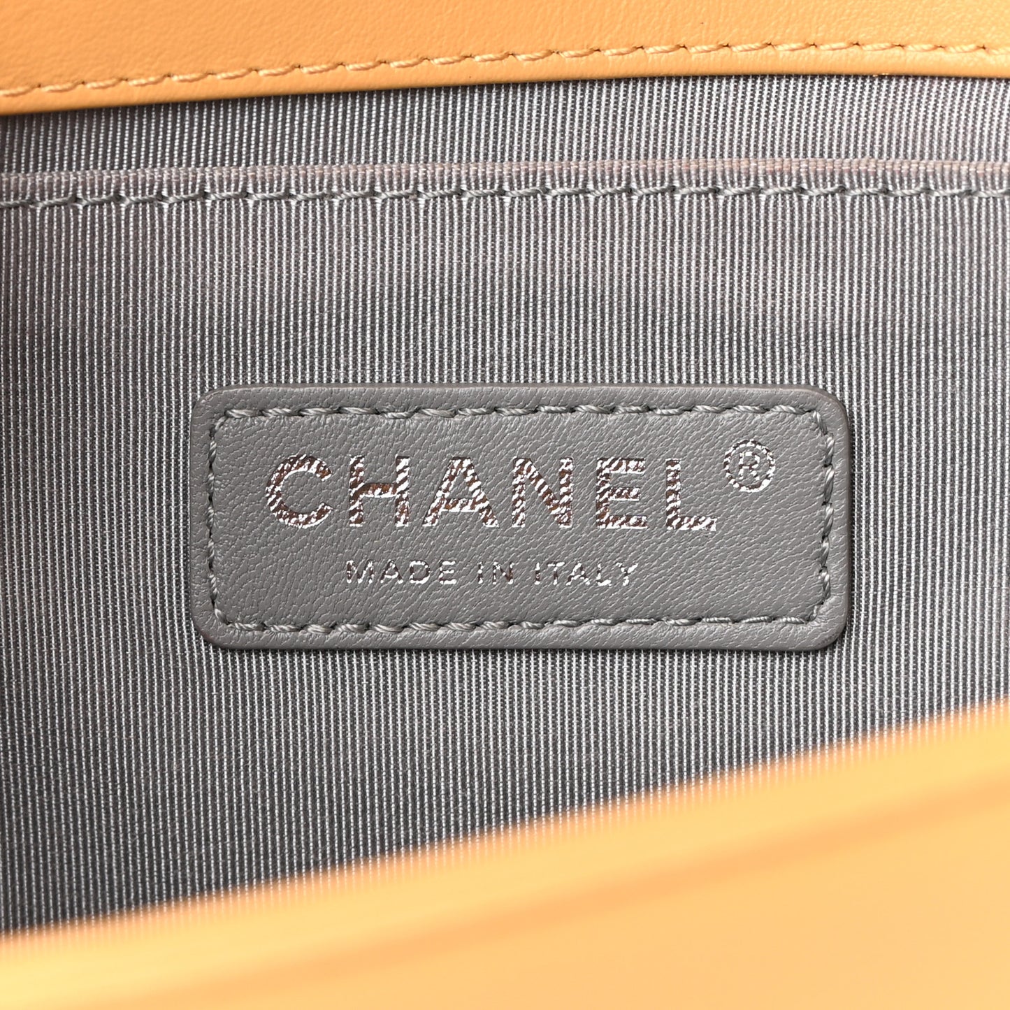 Calfskin Chevron Quilted Medium Boy Flap Beige