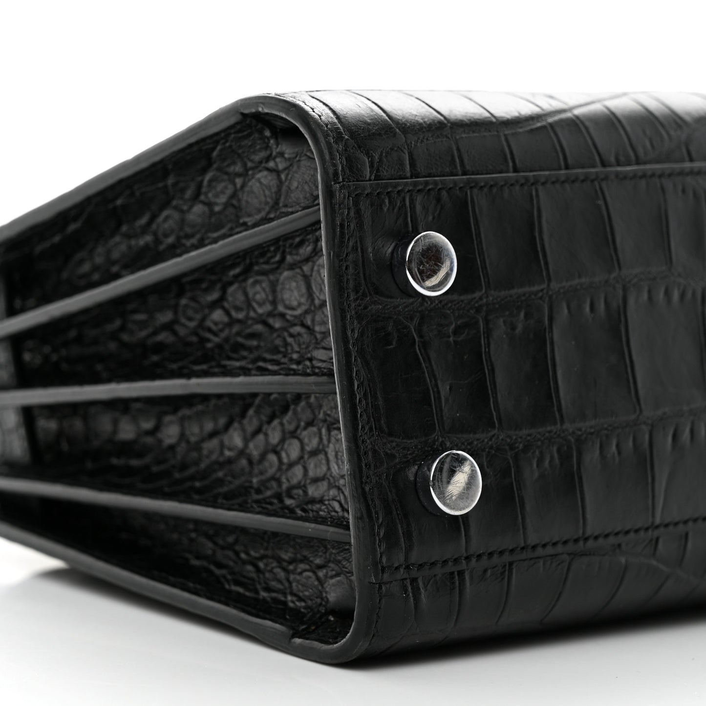 Calfskin Crocodile Embossed Nano Sac De Jour Black