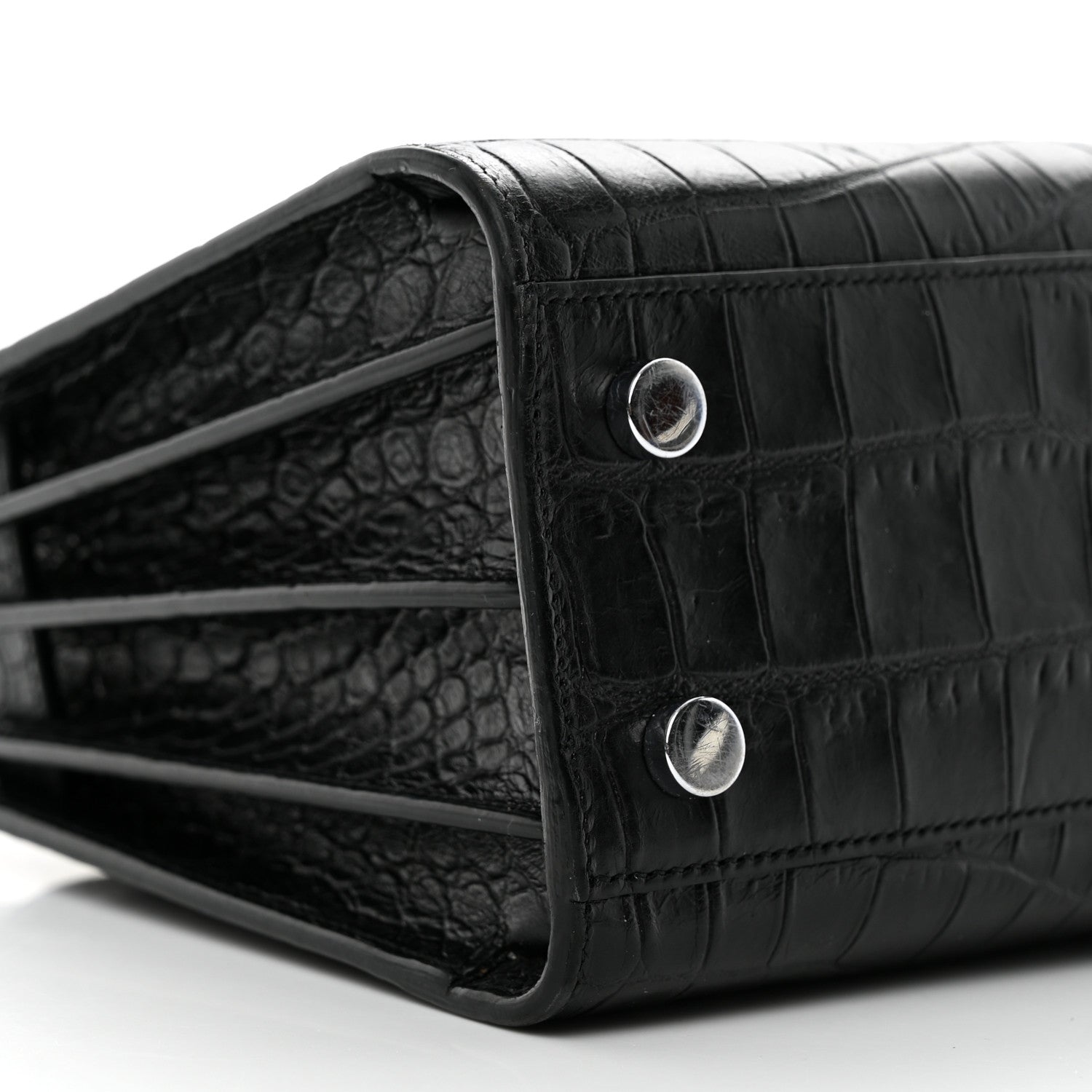 Saint Laurent Calfskin Crocodile Embossed Nano Sac De Jour Black 9 of 10