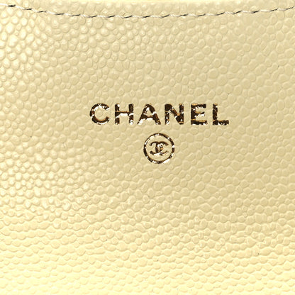 Chanel Caviar Quilted Flap Card Holder Wallet Yellow 7 of 10