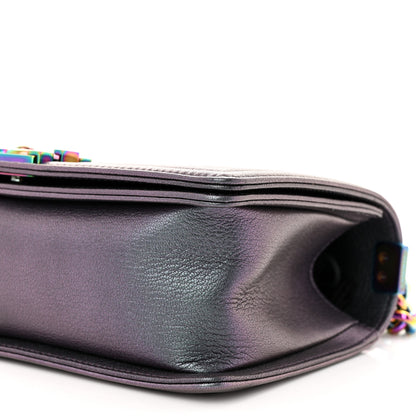 Chanel Iridescent Goatskin Quilted Medium Boy Flap Purple 10 of 11