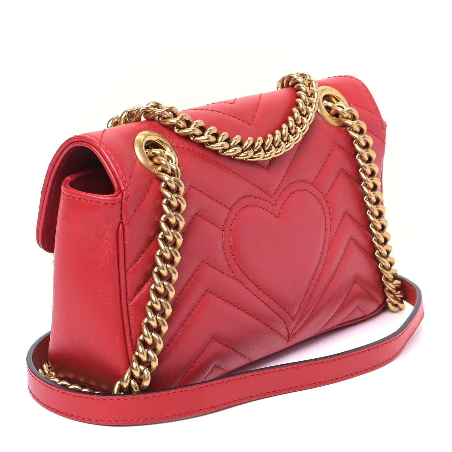 Calfskin Matelasse Mini GG Marmont Shoulder Bag Hibiscus Red