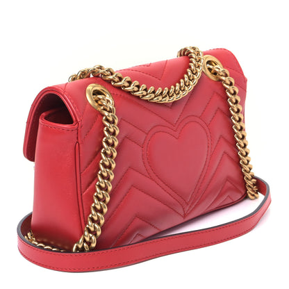 Gucci Calfskin Matelasse Mini GG Marmont Shoulder Bag Hibiscus Red 2 of 5