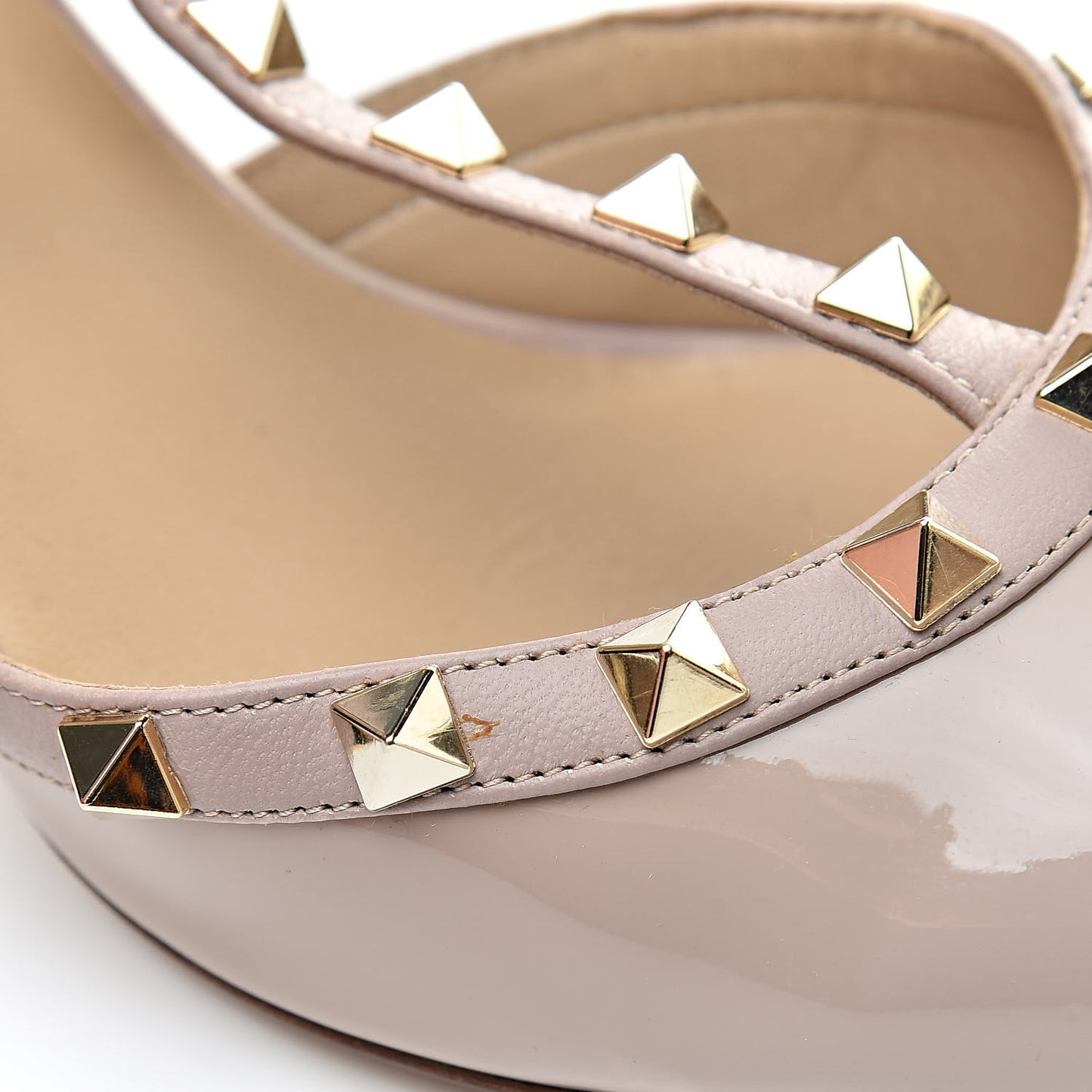 Patent Rockstud Ankle Strap Low Heel Pumps 39 Poudre