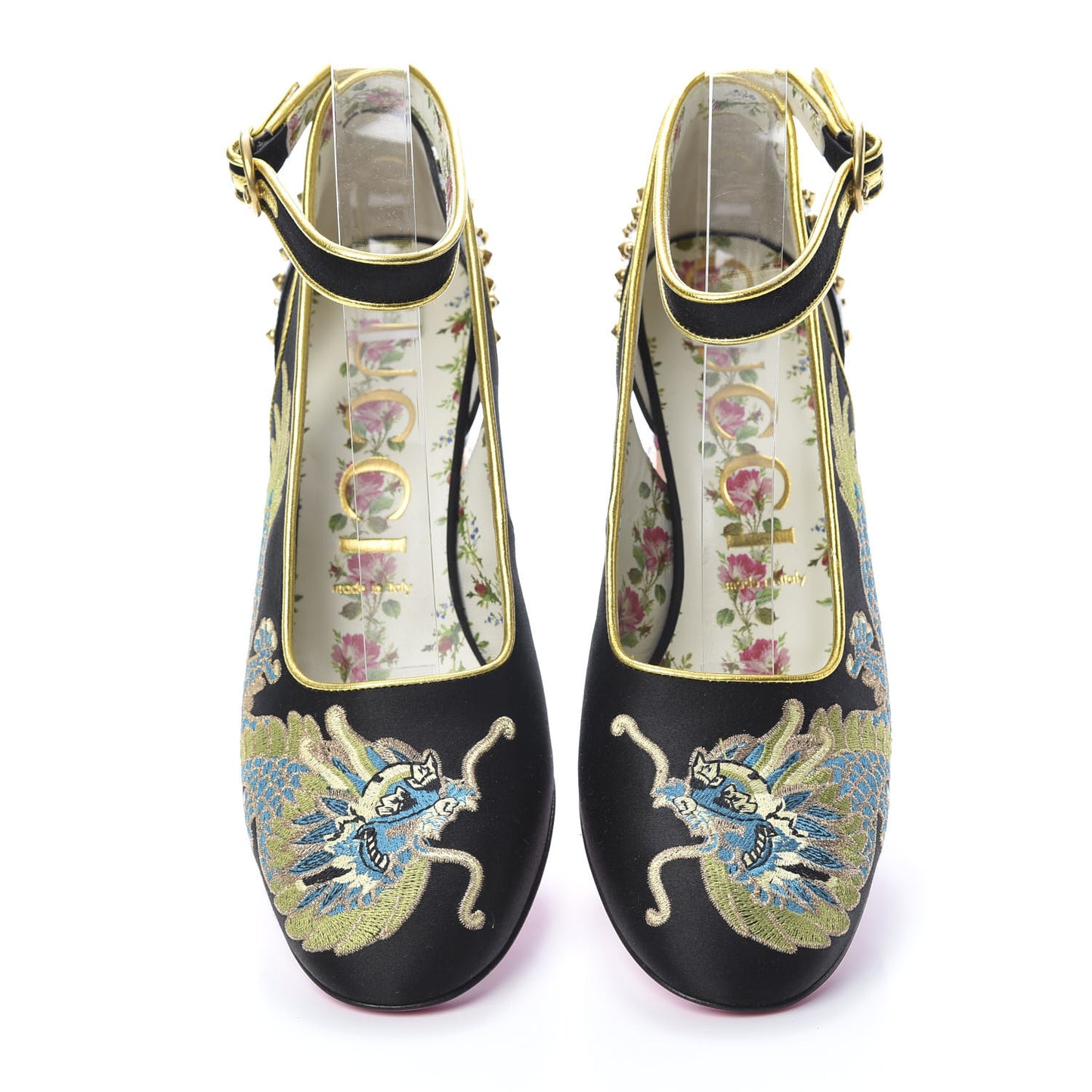 Satin Embroidered Dragon Caspar Pumps 39 Black