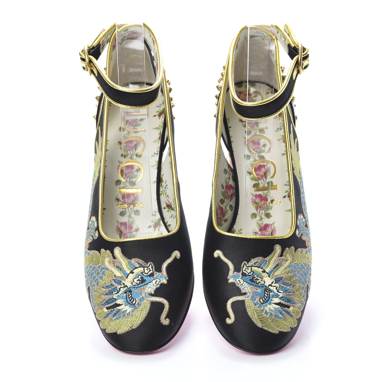 Gucci Satin Embroidered Dragon Caspar Pumps 39 Black 5 of 11