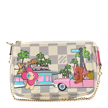 Louis Vuitton Damier Azur 2021 Christmas Animation Hollywood Mini Pochette Accessories Fuchsia 1 of 7