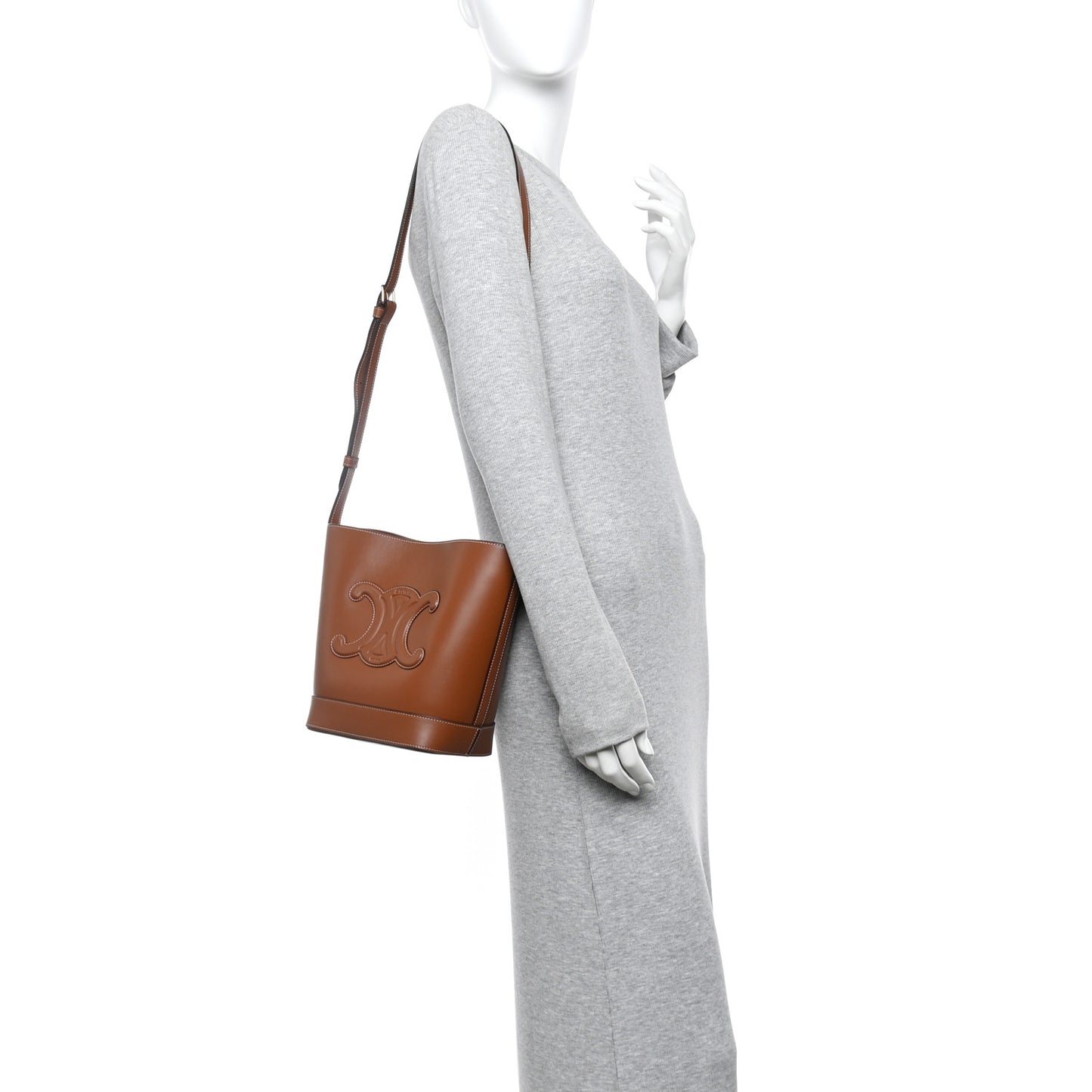 Smooth Calfskin Small Cuir Triomphe Bucket Bag Tan