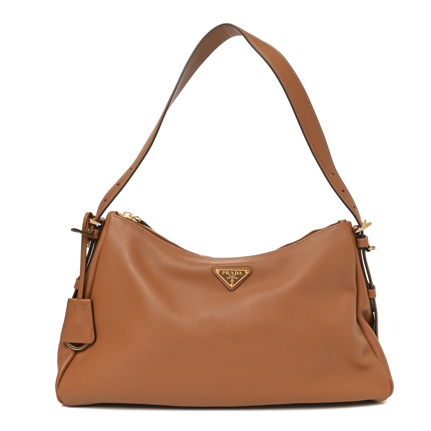 Soft Calfskin Large Aimee Shoulder Bag Caramel