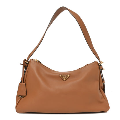Prada Soft Calfskin Large Aimee Shoulder Bag Caramel 1 of 9