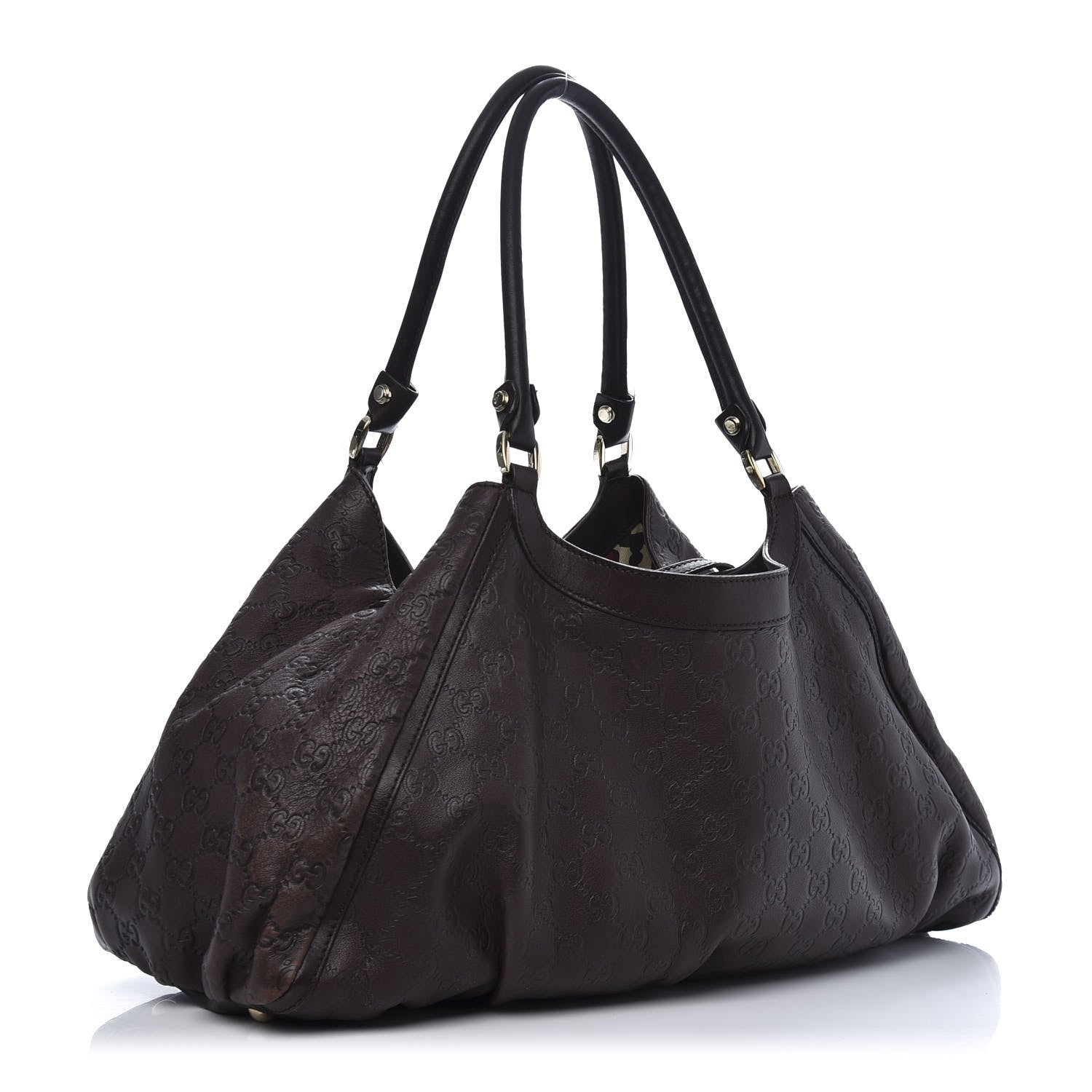 Gucci Guccissima Large D Gold Ring Shoulder Bag Chocolate 3 of 17