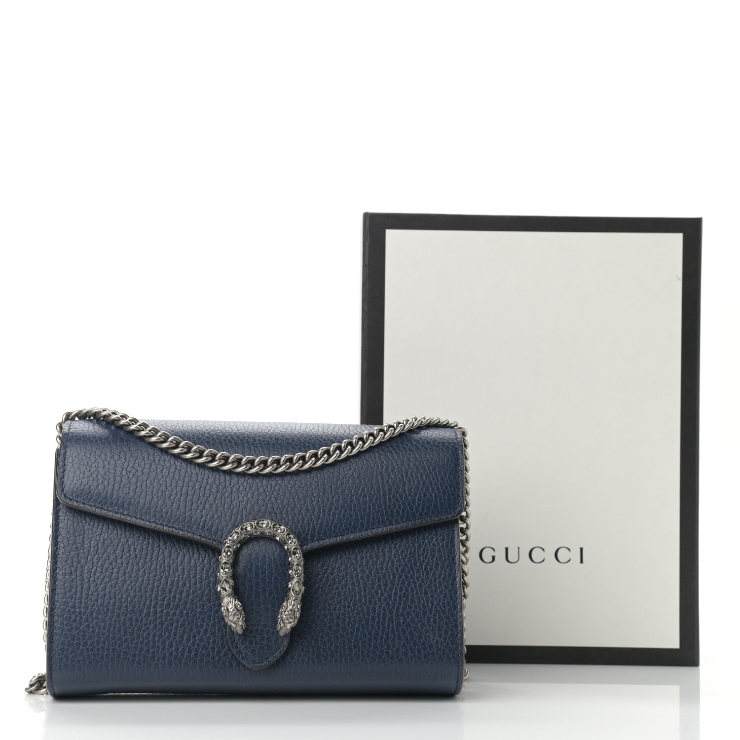 Gucci Dollar Calfskin Crystal Mini Dionysus Chain Wallet Blue Agata Black Diamond 10 of 10