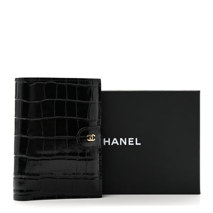 Chanel Calfskin Crocodile Embossed Crococo Passport Holder Black 9 of 9