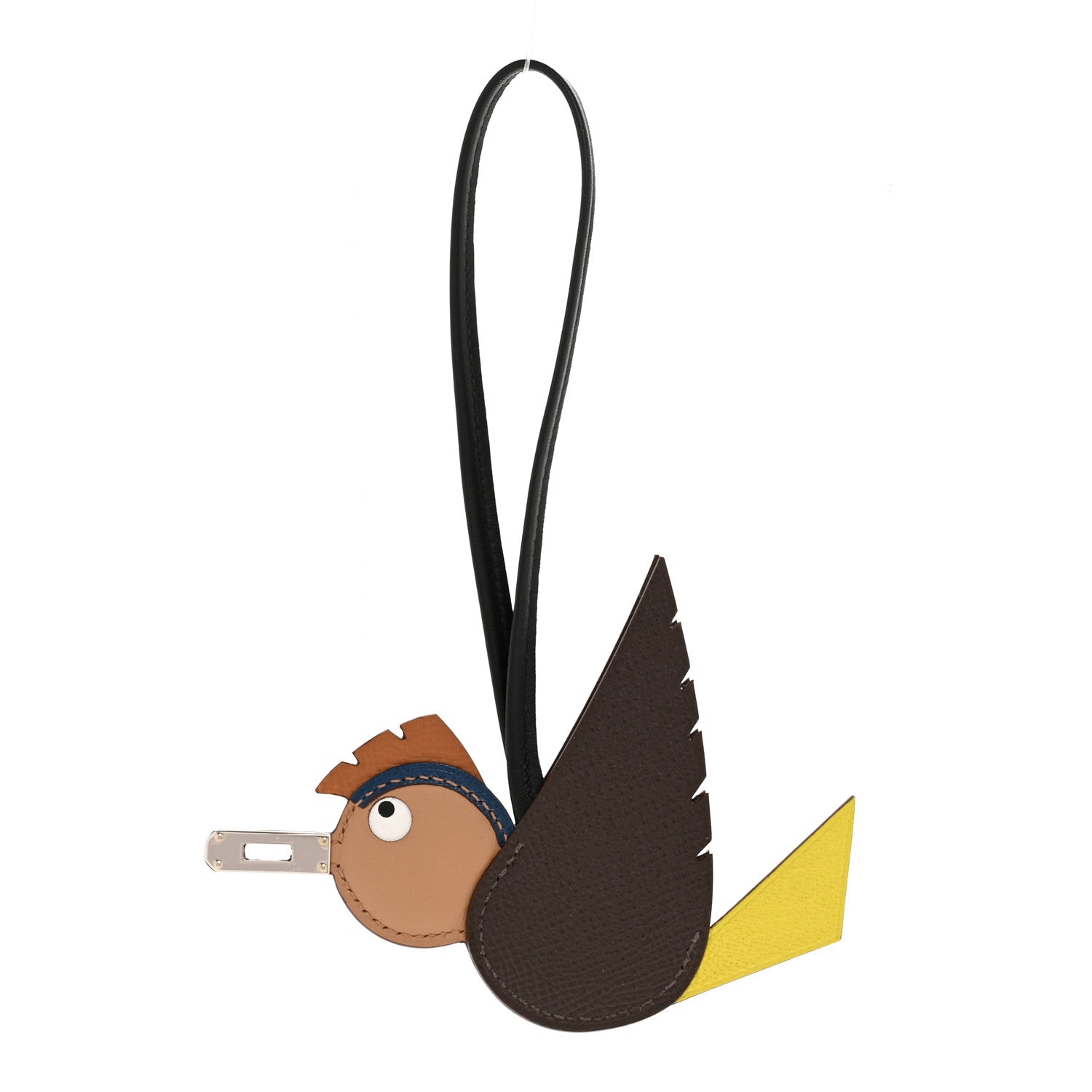 Hermes Epsom Swift Chevre Mysore Birdy Bag Charm Jaune Ambre Black Biscuit 1 of 5