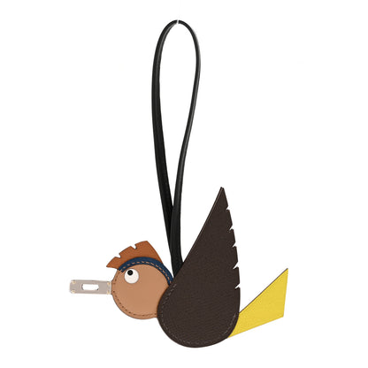 Hermes Epsom Swift Chevre Mysore Birdy Bag Charm Jaune Ambre Black Biscuit 1 of 5