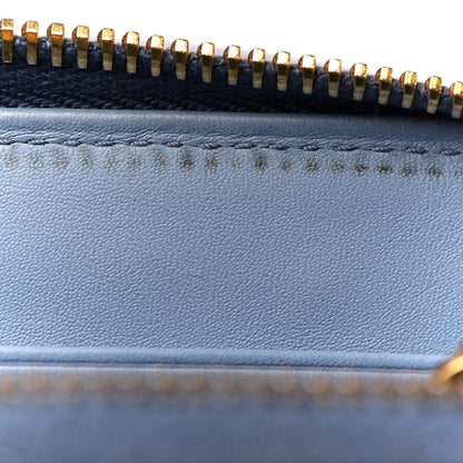 Prada Saffiano Vernice Crystal Studded Zip Around Wallet Blue 8 of 13