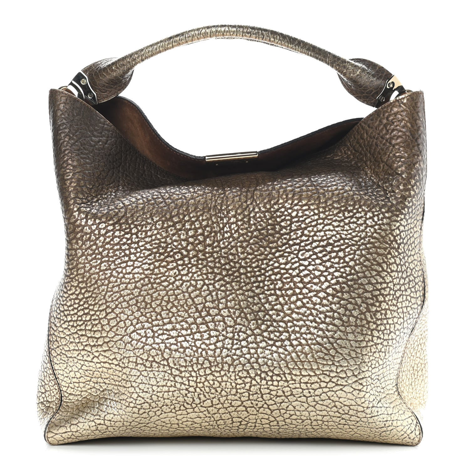 Burberry Metallic Signature Grain Medium Lindburn Hobo Gold 1 of 8