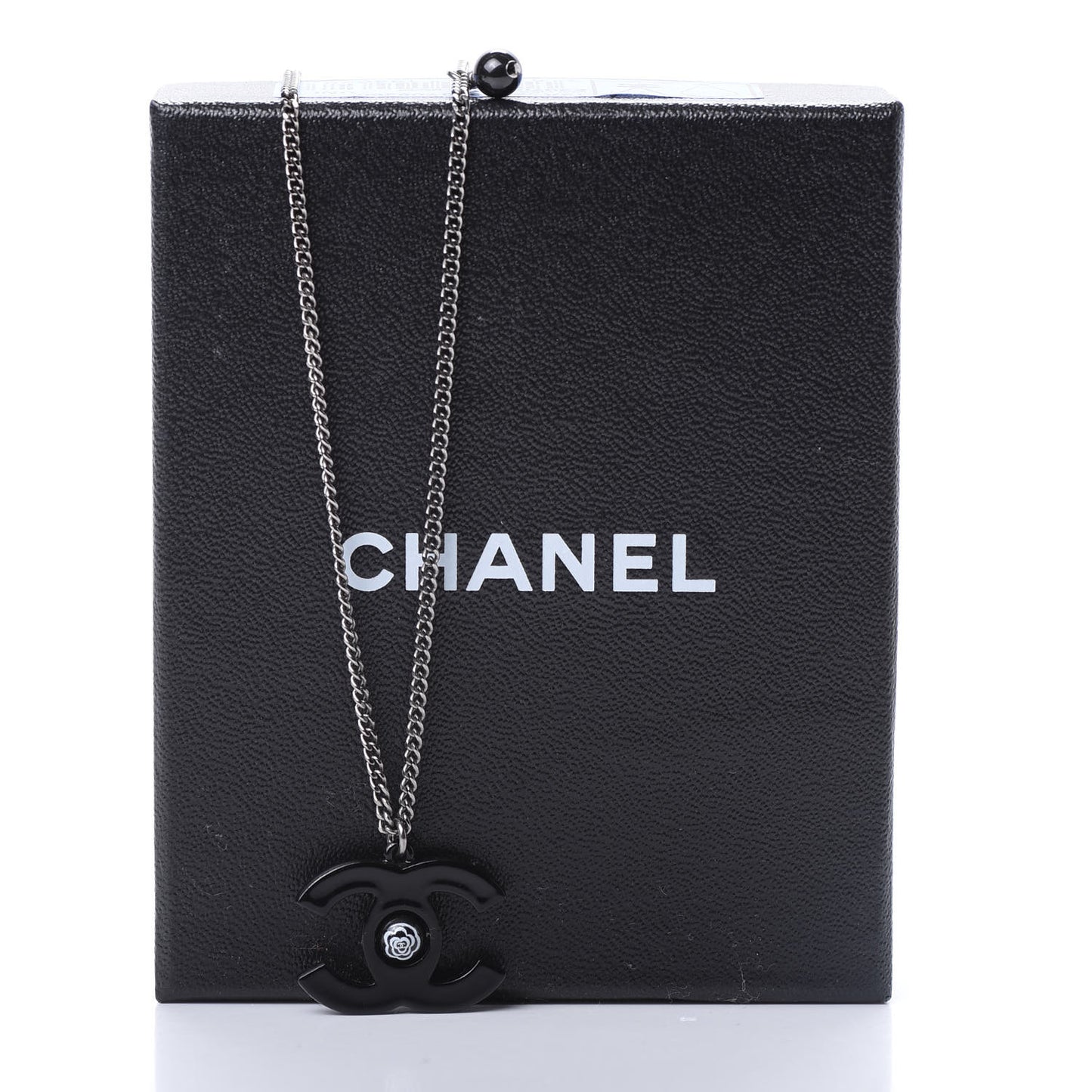 Enamel CC Camellia Necklace Black
