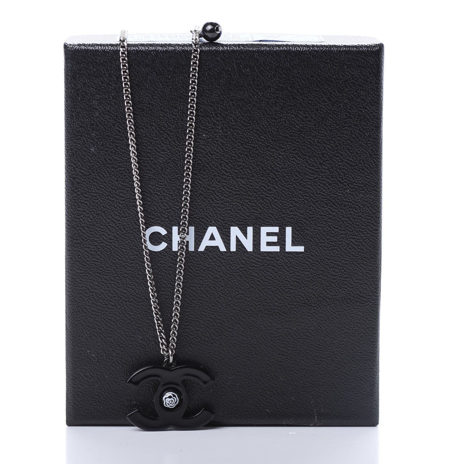Chanel Enamel CC Camellia Necklace Black 1 of 5