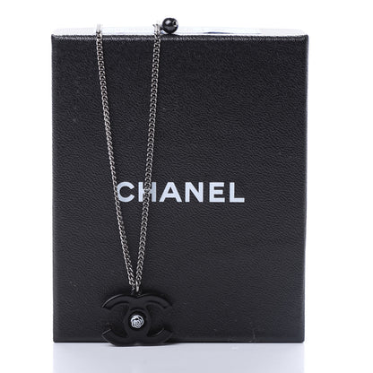 Chanel Enamel CC Camellia Necklace Black 1 of 5