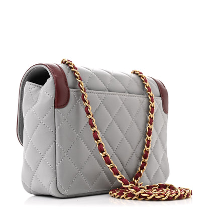 Chanel Lambskin Quilted Mini Two Tone Day Flap Grey Burgundy 3 of 11