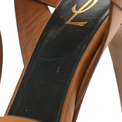 Saint Laurent Calfskin Tribute 105 Platform Sandals 37 Cognac 8 of 9