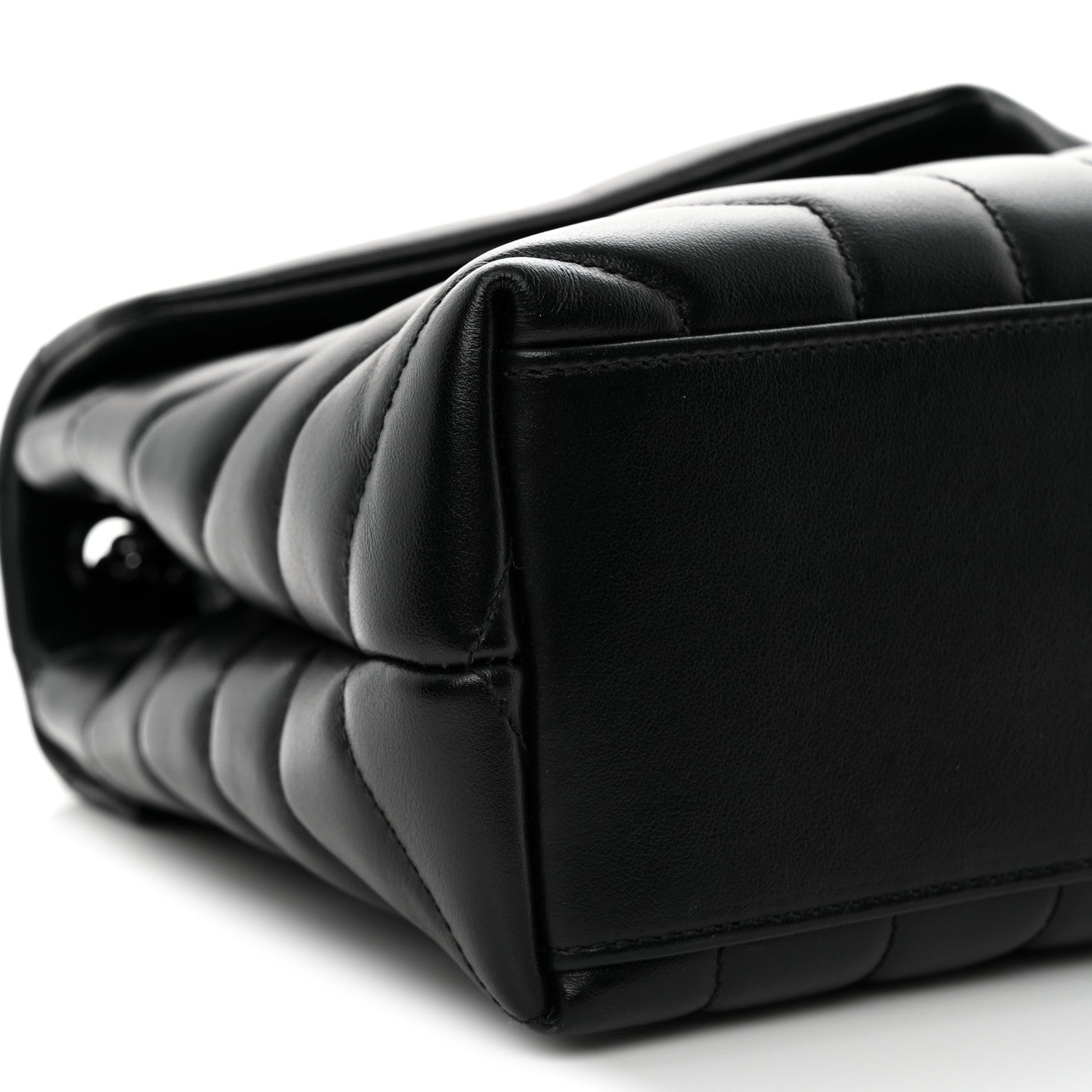 Saint Laurent Calfskin Y Quilted Monogram Monochrome Small Loulou Chain Satchel Black Black 9 of 11